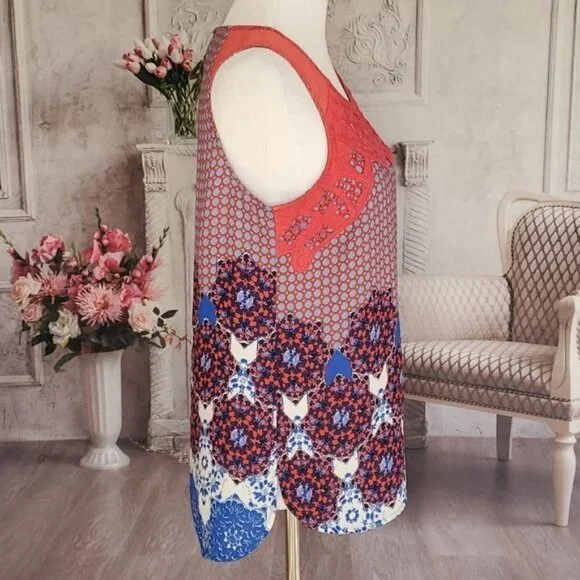 Daniel Rainn Lace Floral Jewel Neck Sleeveless Button Back Blouse Top Size PM - Picture 5 of 11